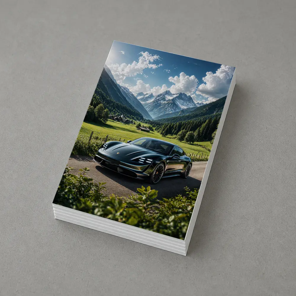 Porsche Taycan Black Alpine Valley Road – Postcards