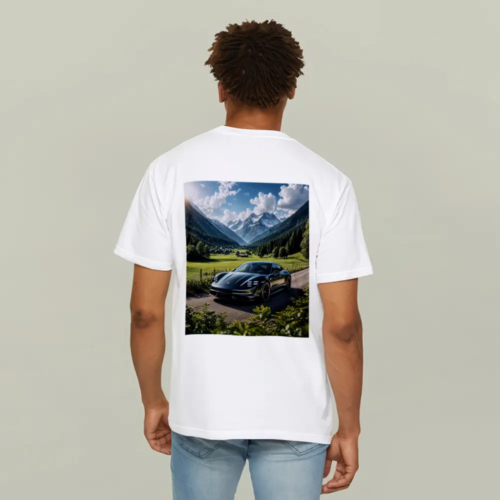 Porsche Taycan Black Alpine Valley Road – T-Shirts