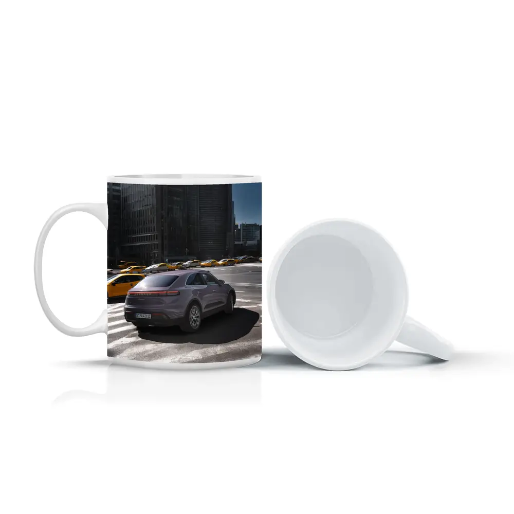 Porsche Macan City Streets Urban Background – Mugs