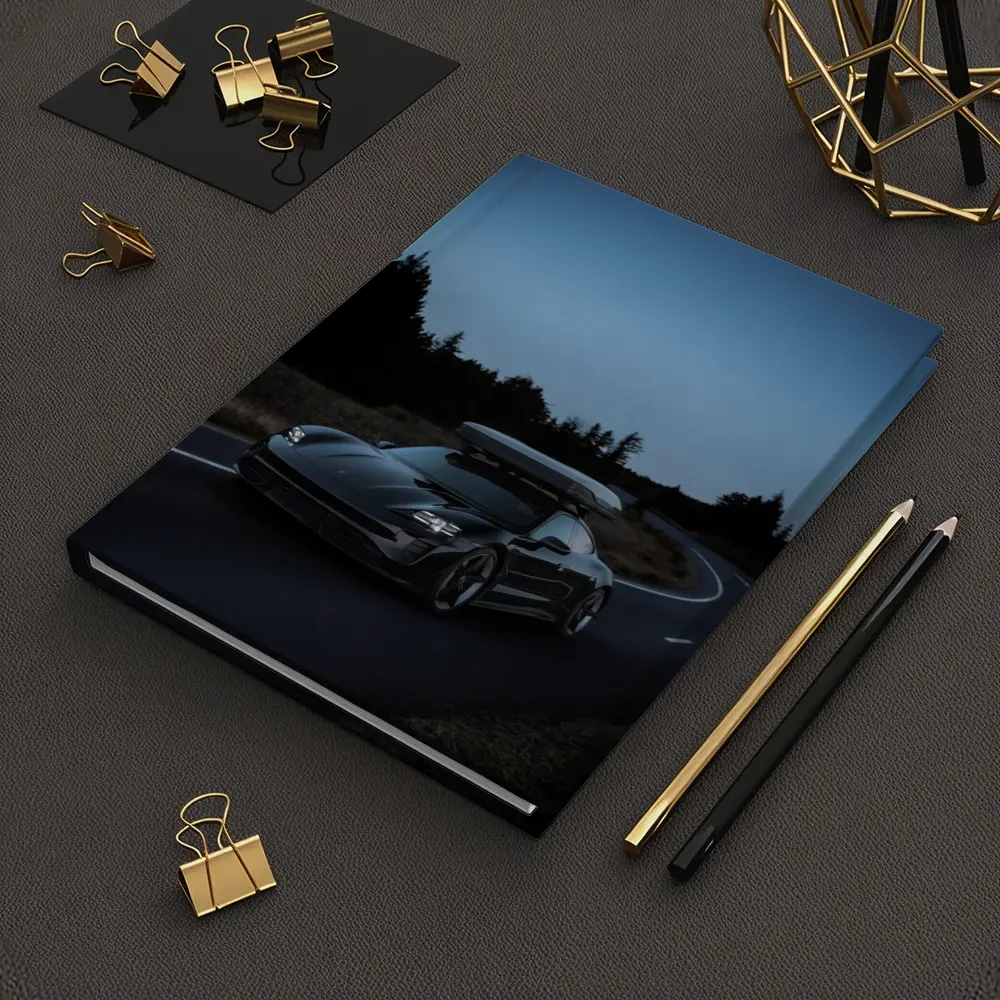 Porsche Taycan on Dark Winding Road – Notebooks