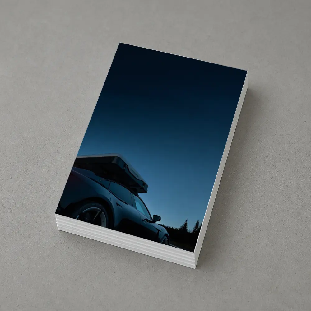 Porsche Taycan With Roof Box At Dusk – Postcards