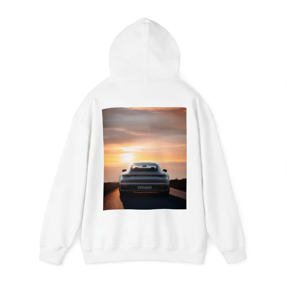 Porsche 911 Rear View Sunset Road – Hoodies