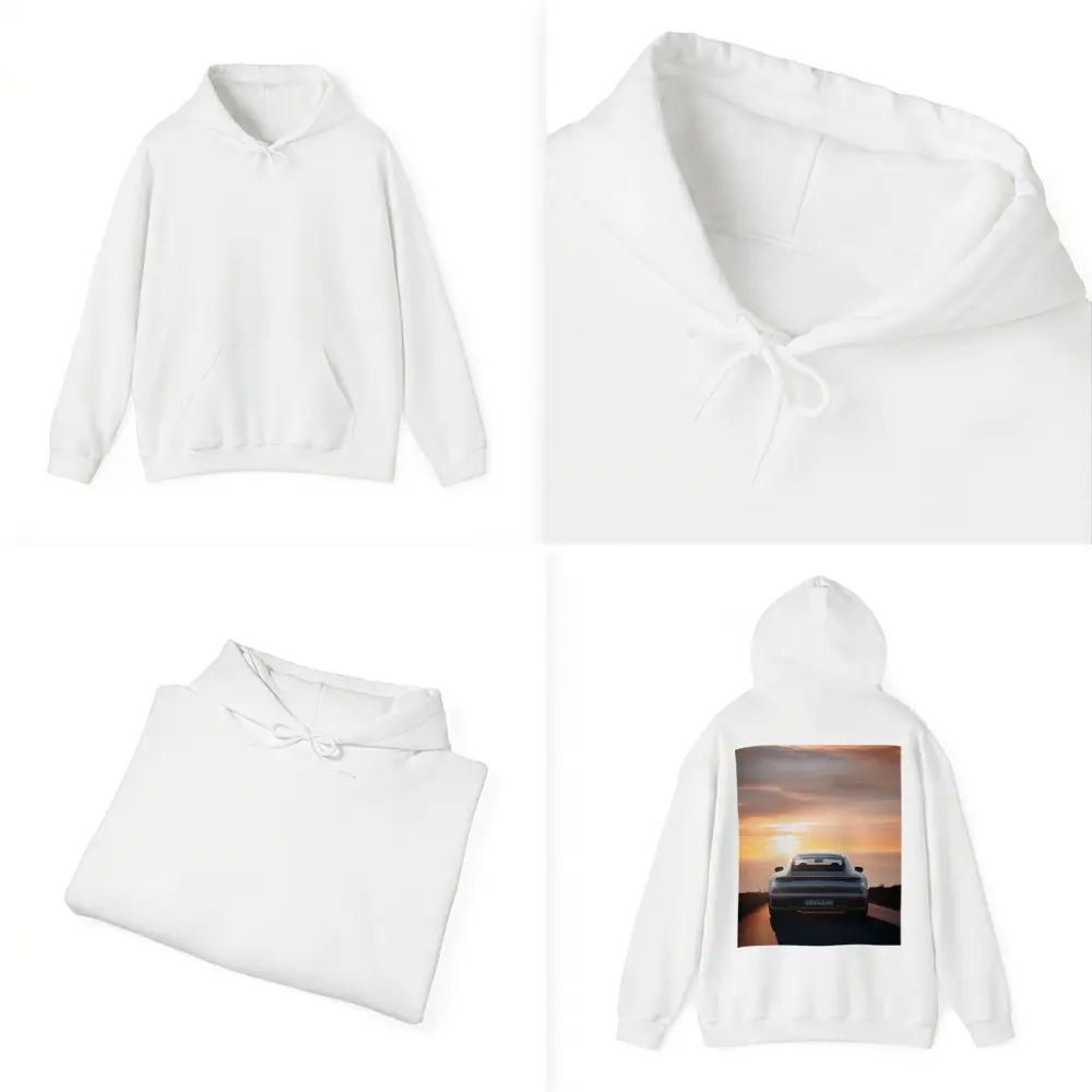 Porsche 911 Rear View Sunset Road – Hoodies