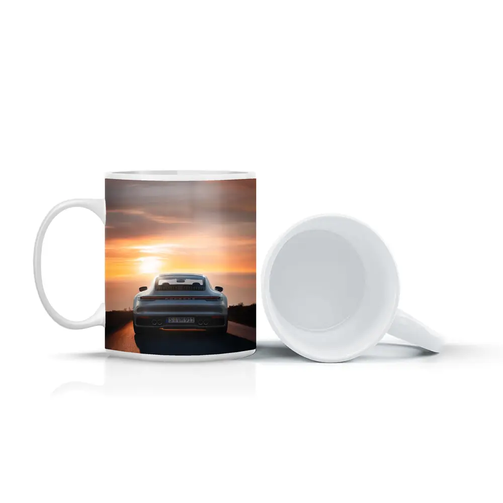 Porsche 911 Rear View Sunset Road – Mugs