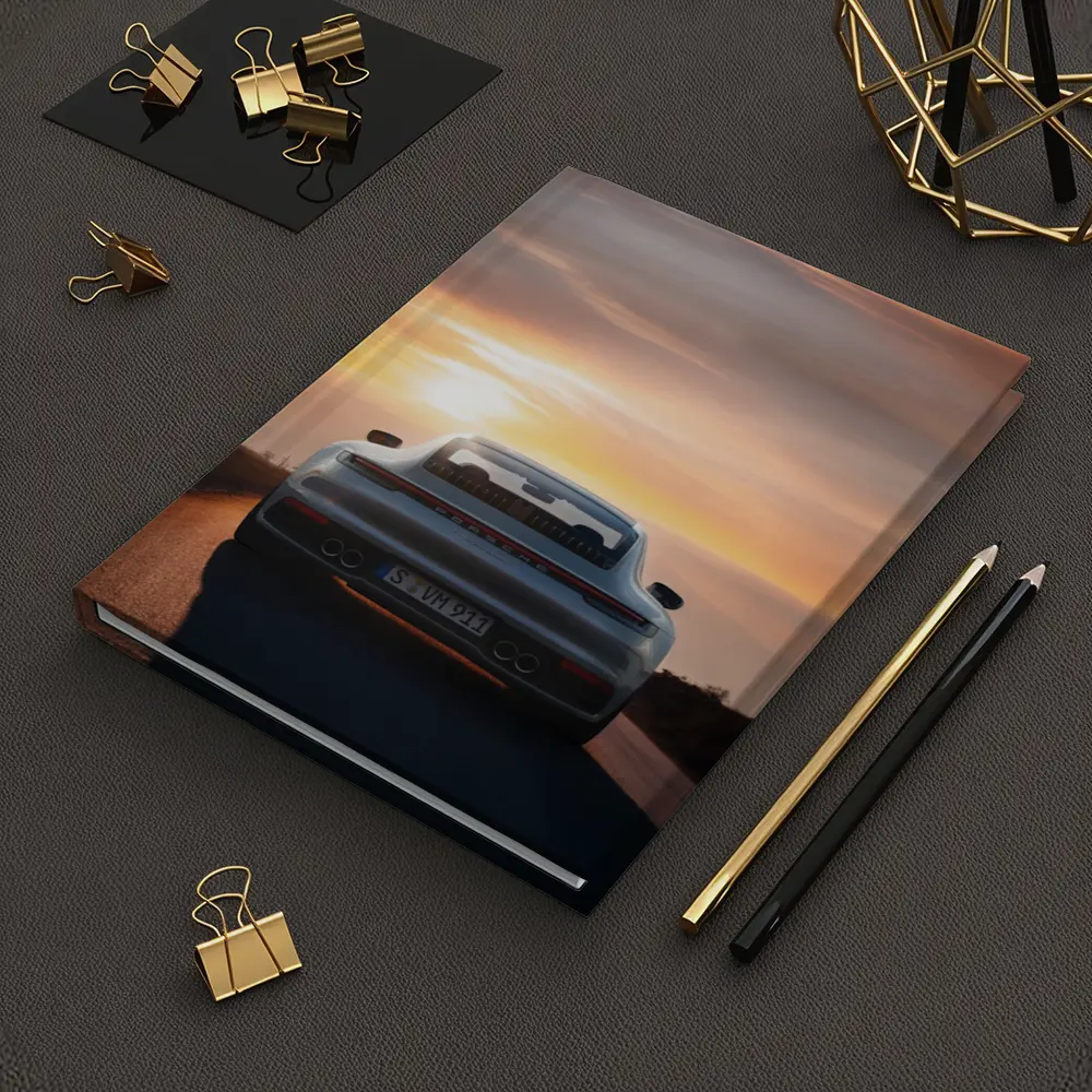 Porsche 911 Rear View Sunset Road – Notebooks