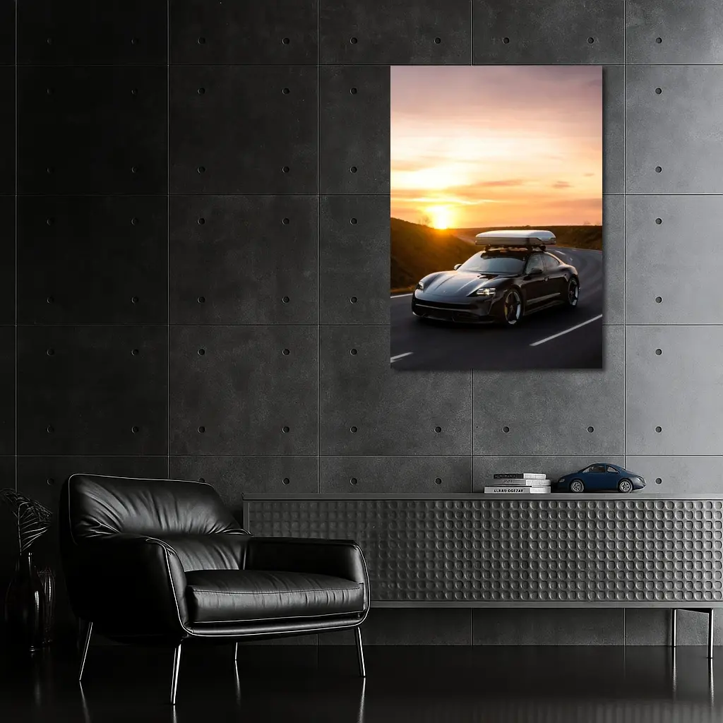 Porsche Taycan Sunset Road Drive – Wall Art