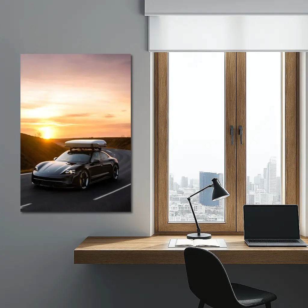 Porsche Taycan Sunset Road Drive – Wall Art