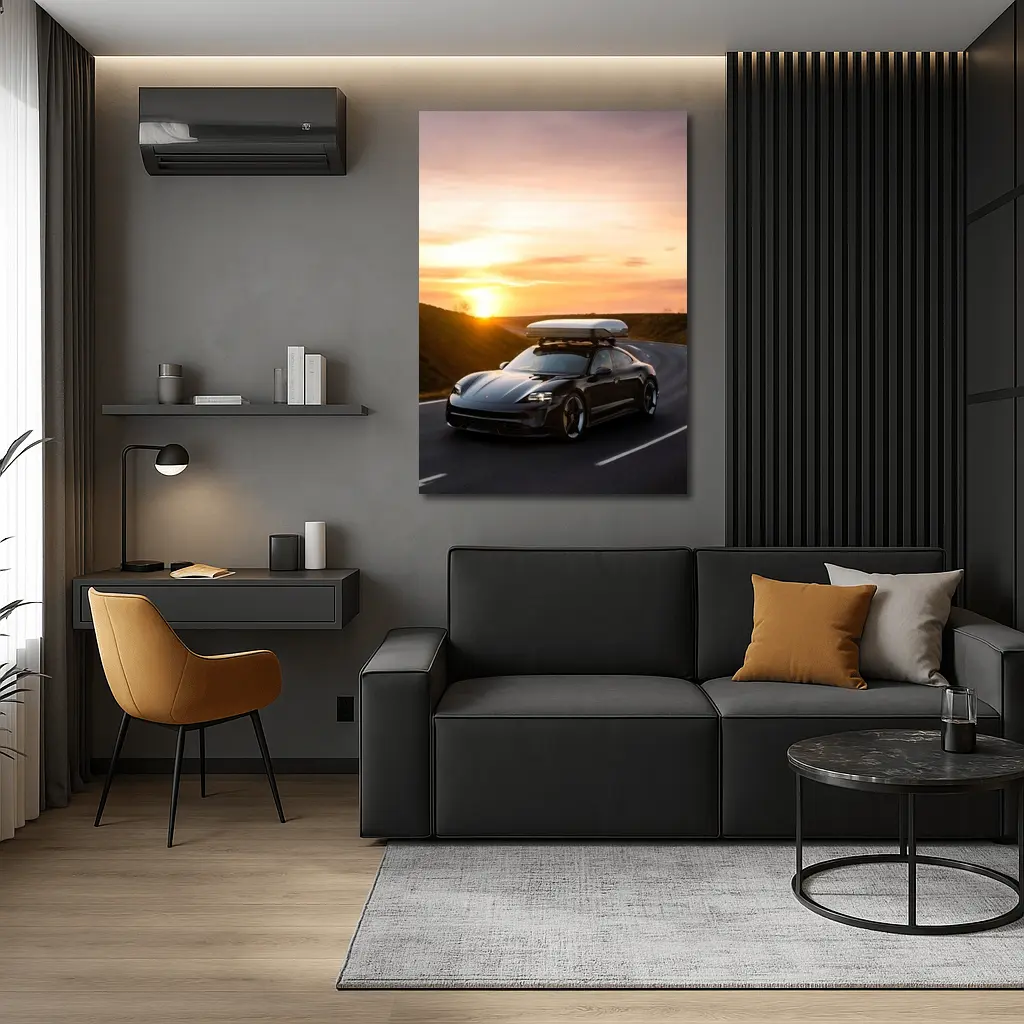 Porsche Taycan Sunset Road Drive – Wall Art