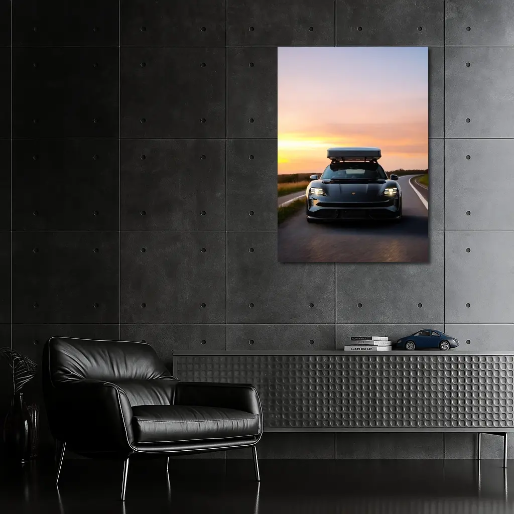 Porsche Taycan Cross Turismo Sunset Road Drive – Wall Art
