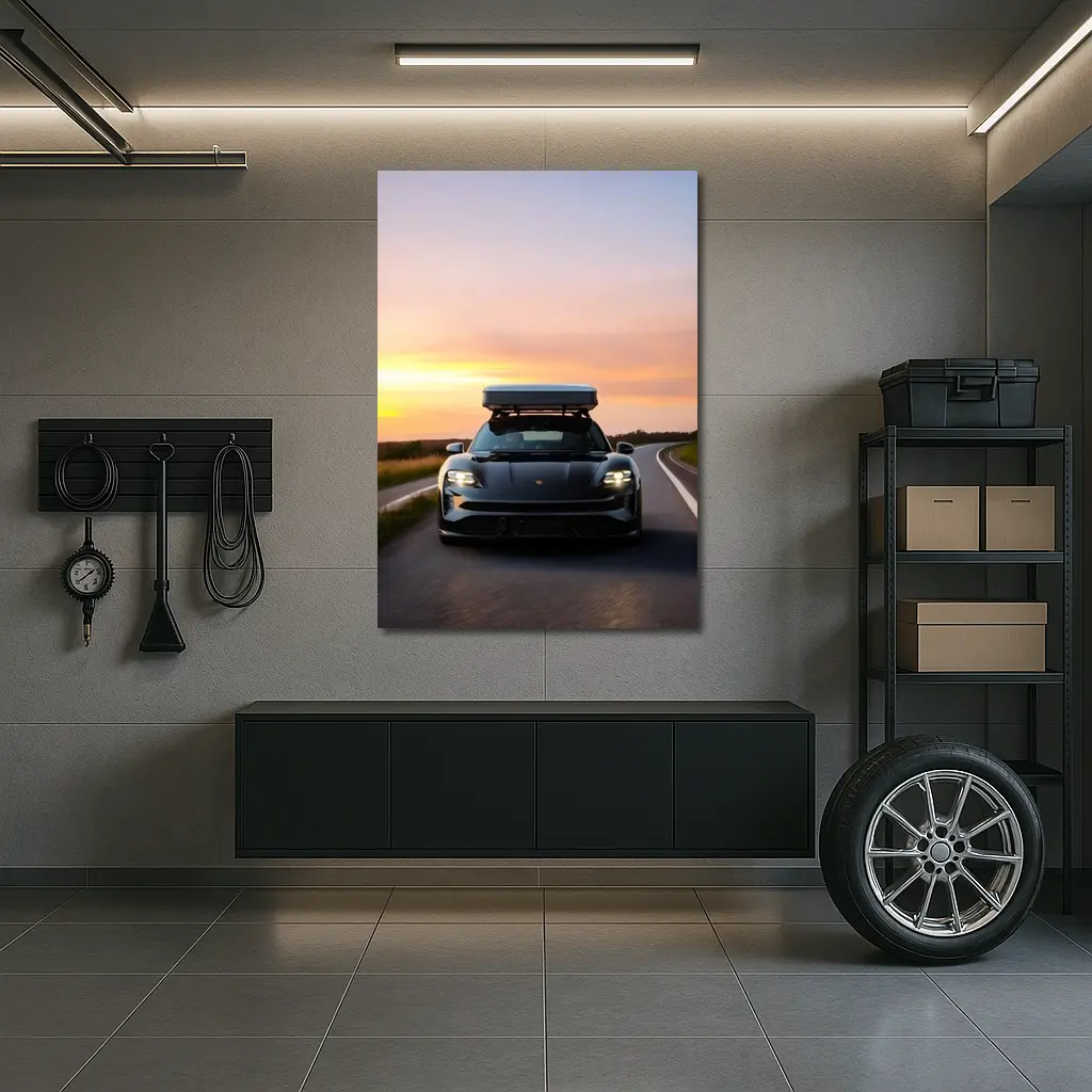 Porsche Taycan Cross Turismo Sunset Road Drive – Wall Art