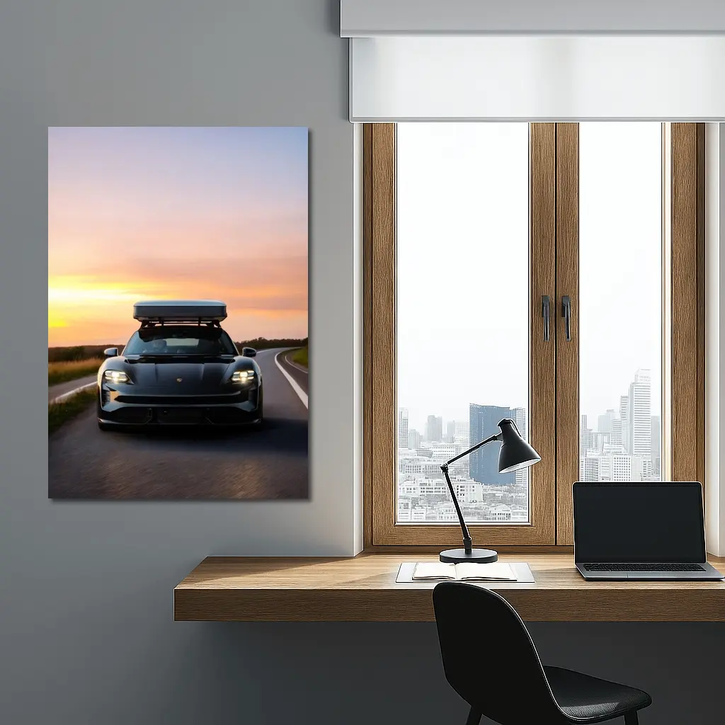 Porsche Taycan Cross Turismo Sunset Road Drive – Wall Art