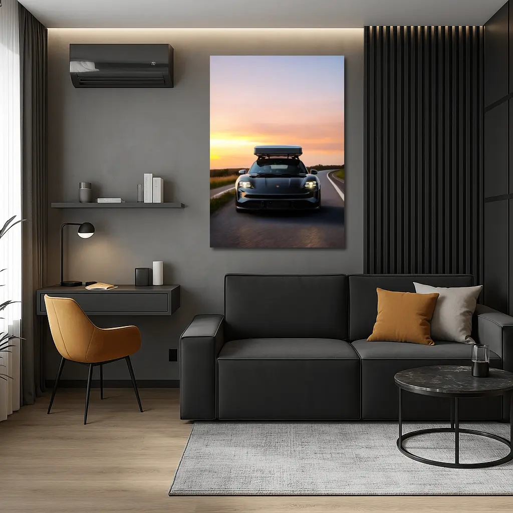 Porsche Taycan Cross Turismo Sunset Road Drive – Wall Art