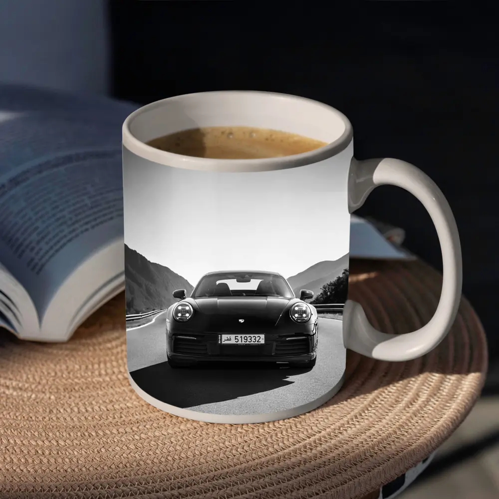 Porsche 911 Black White Mountain Road – Mugs