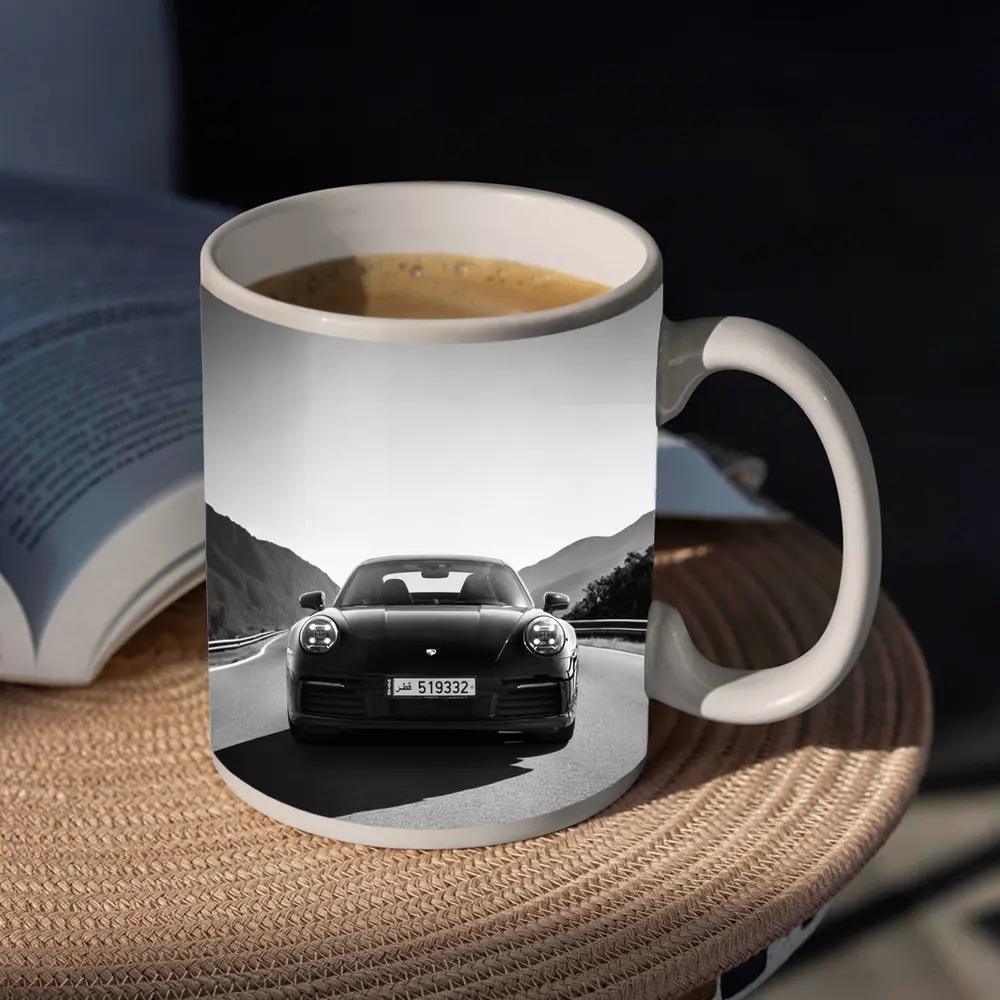Porsche 911 Black White Mountain Road – Mugs