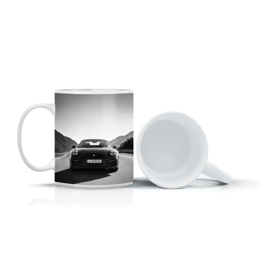 Porsche 911 Black White Mountain Road – Mugs