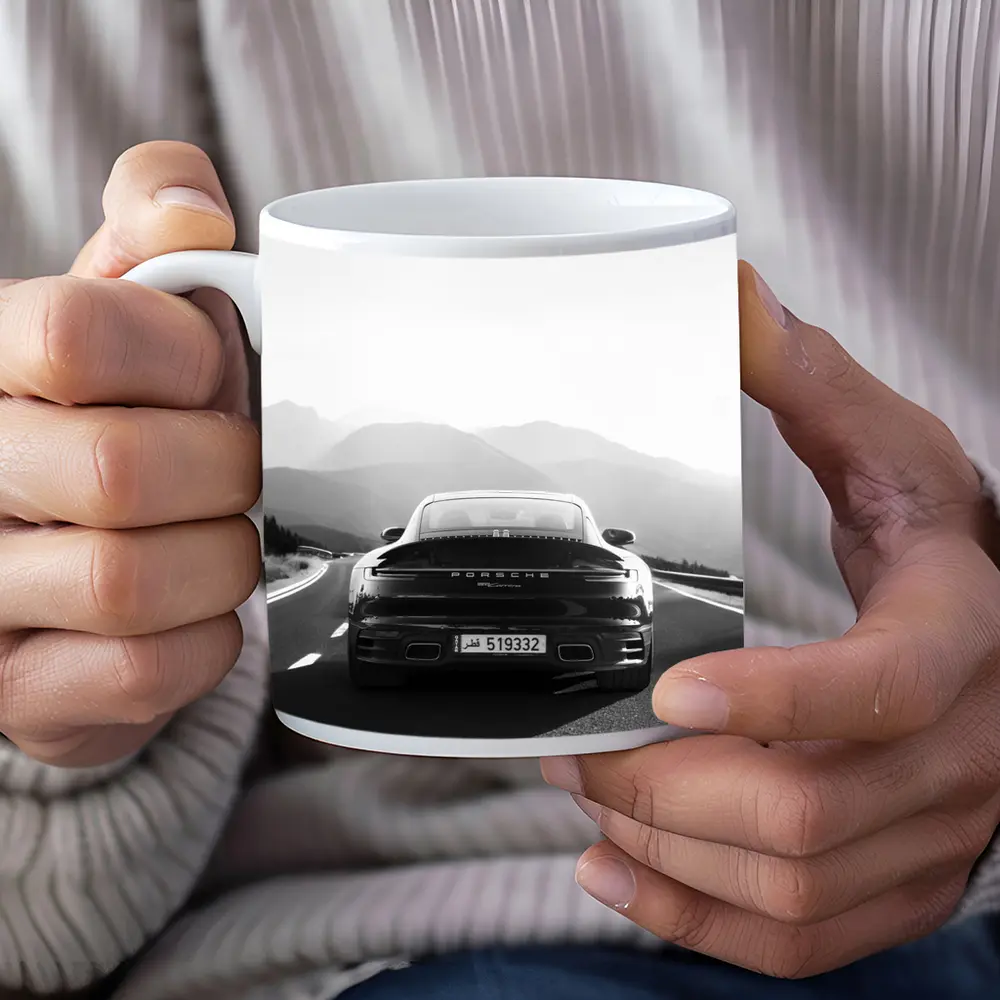 Porsche 911 Black White Mountain Road Drive – Mugs