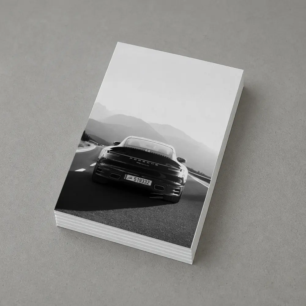 Porsche 911 Black White Mountain Road Drive – Postcards