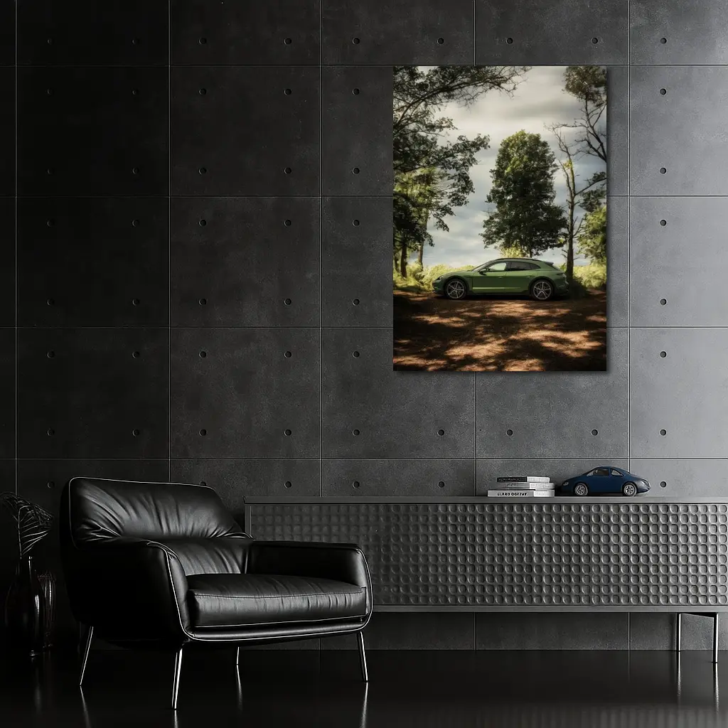 Porsche Taycan Green Forest Side Profile – Wall Art