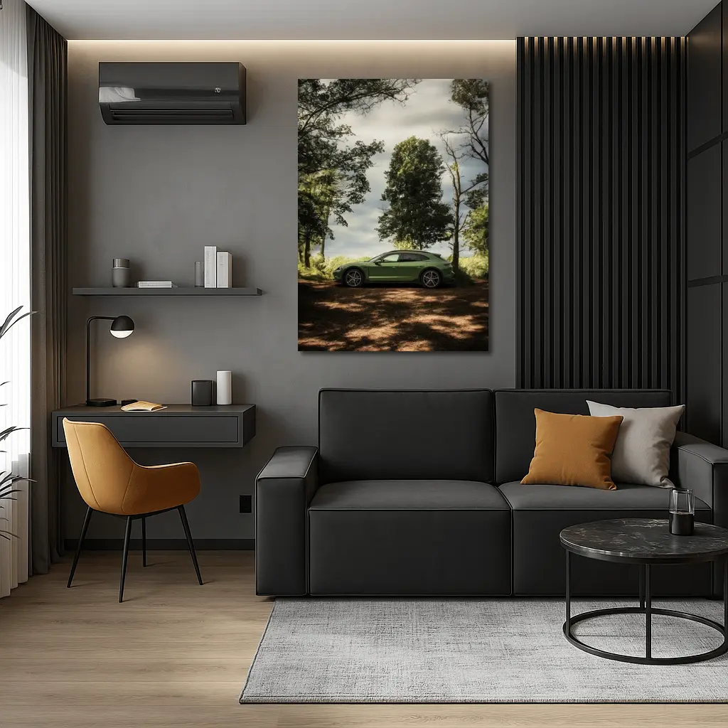 Porsche Taycan Green Forest Side Profile – Wall Art