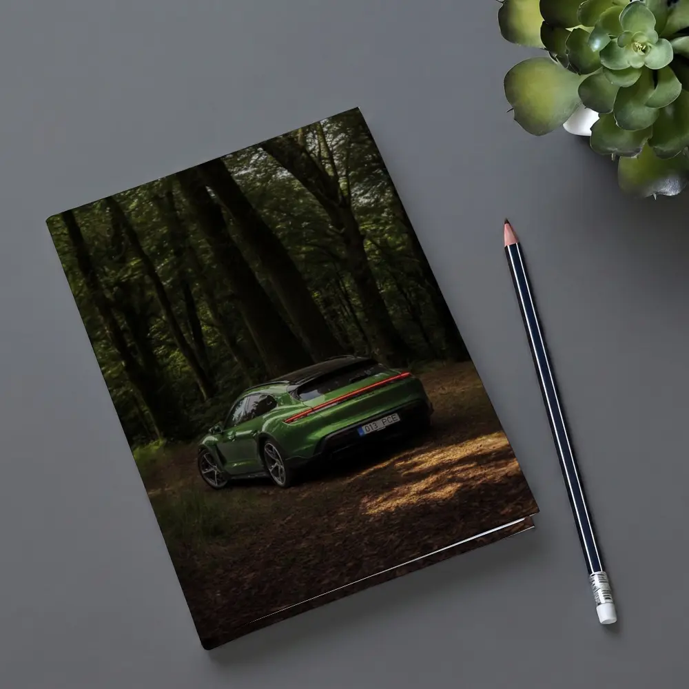 Porsche Taycan Green Forest Road Shot – Notebooks