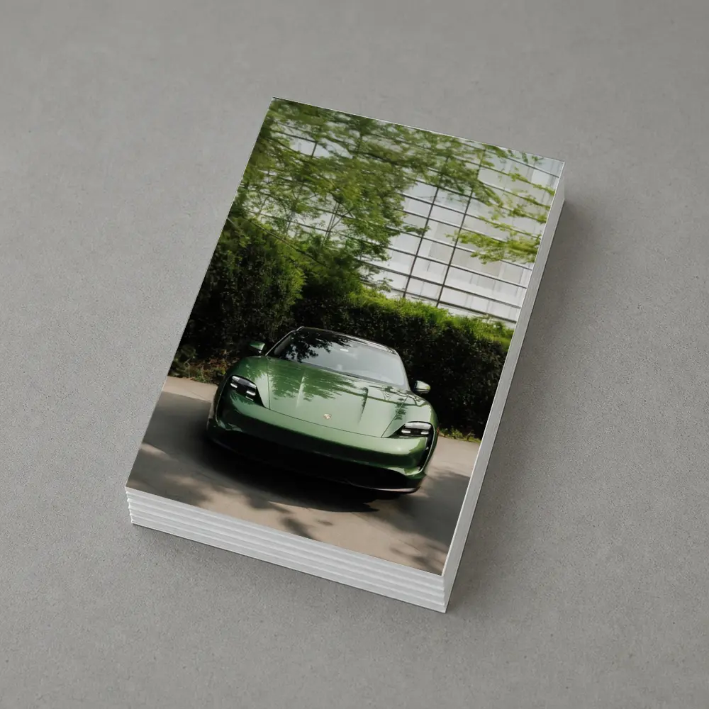 Porsche Taycan Green Front View Glass Building – Postcards