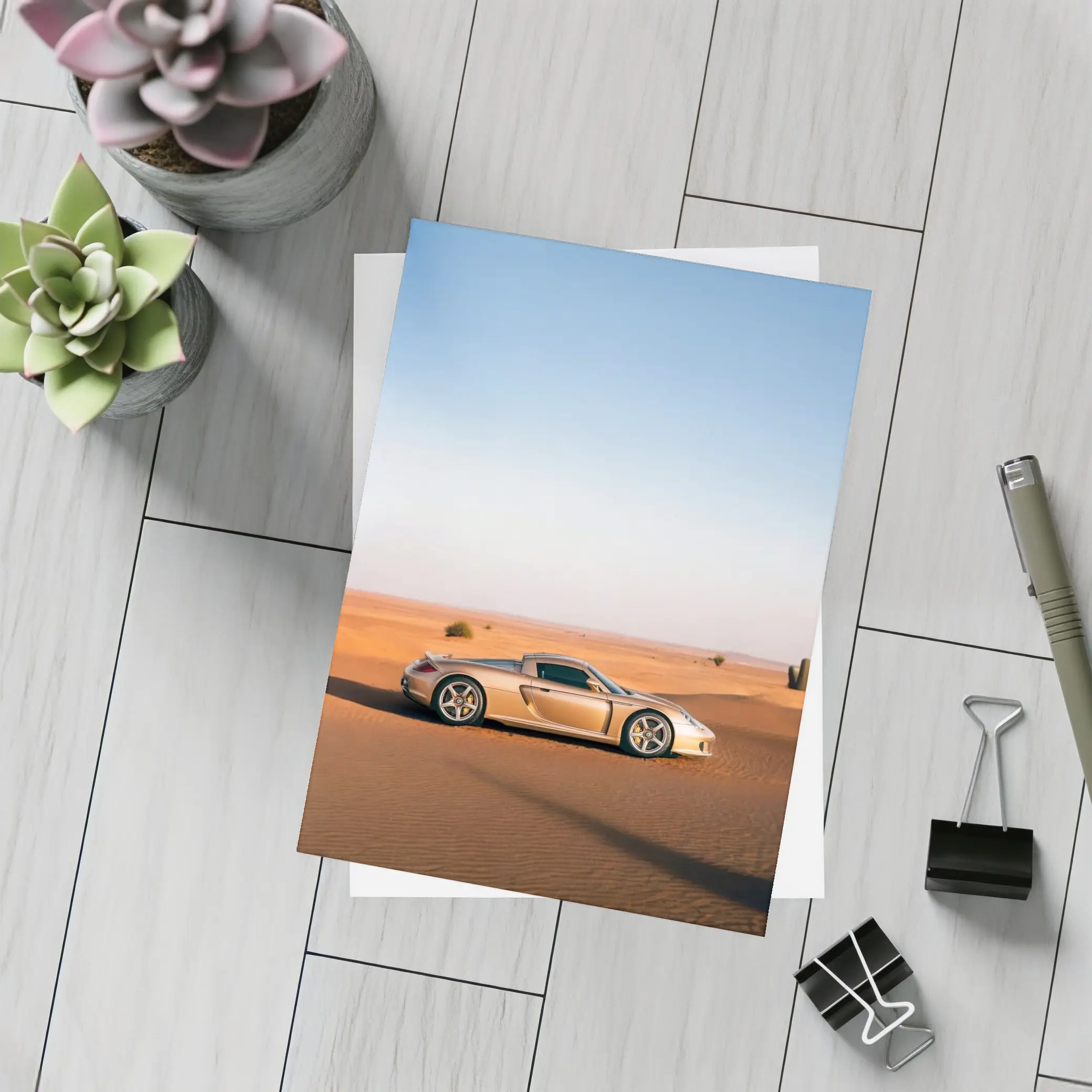 Porsche Carrera GT Silver Desert Landscape – Postcards