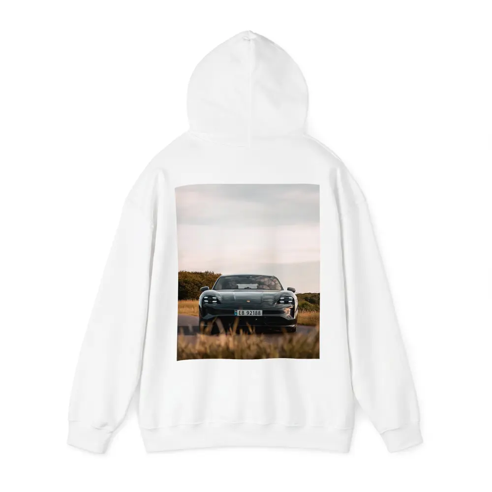 Porsche Taycan Front View Rural Road – Hoodies