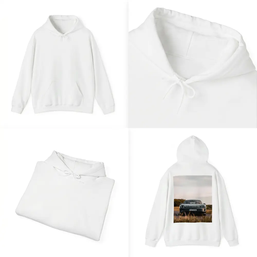 Porsche Taycan Front View Rural Road – Hoodies