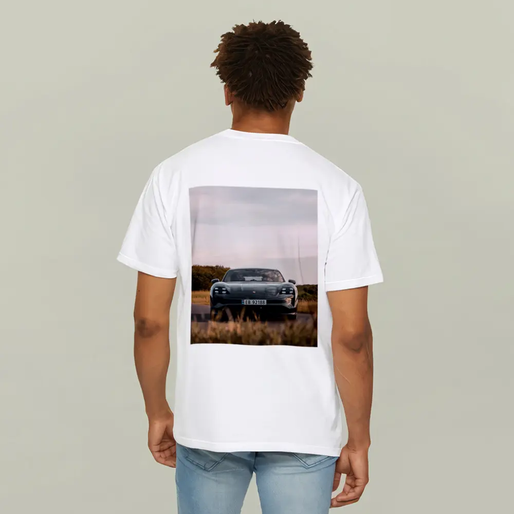 Porsche Taycan Front View Rural Road – T-Shirts