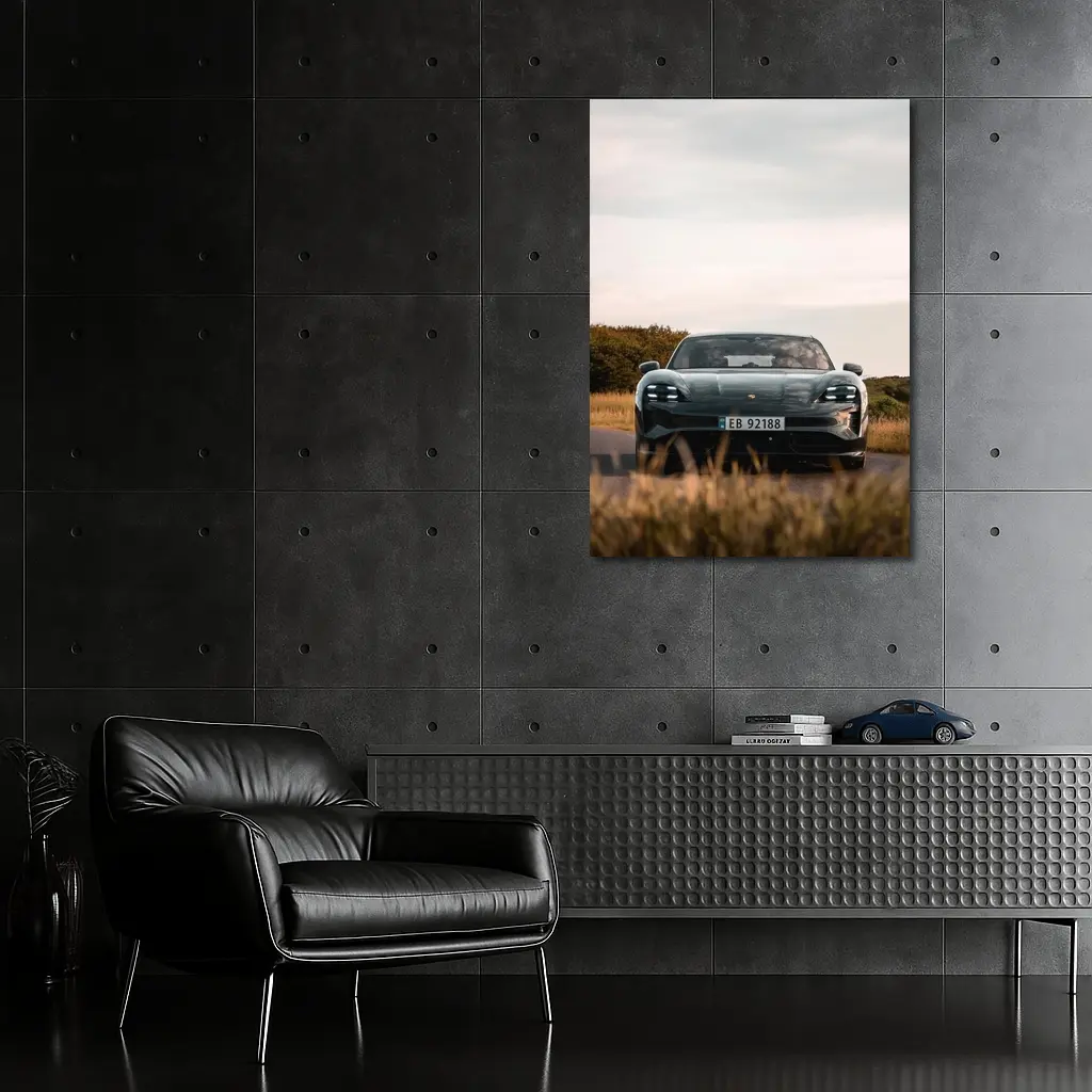 Porsche Taycan Front View Rural Road – Wall Art