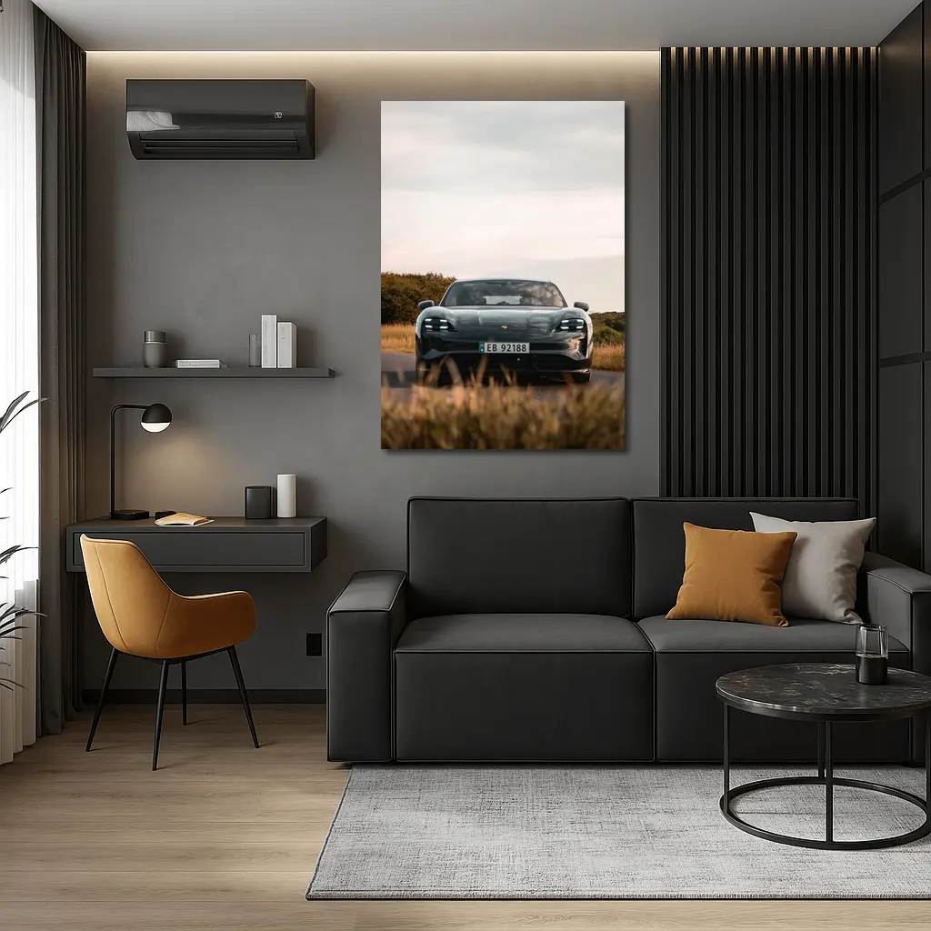 Porsche Taycan Front View Rural Road – Wall Art