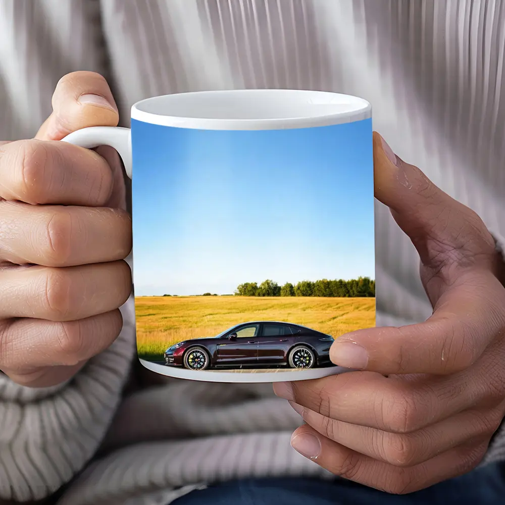 Porsche Taycan Dark Red Open Road Fields – Mugs