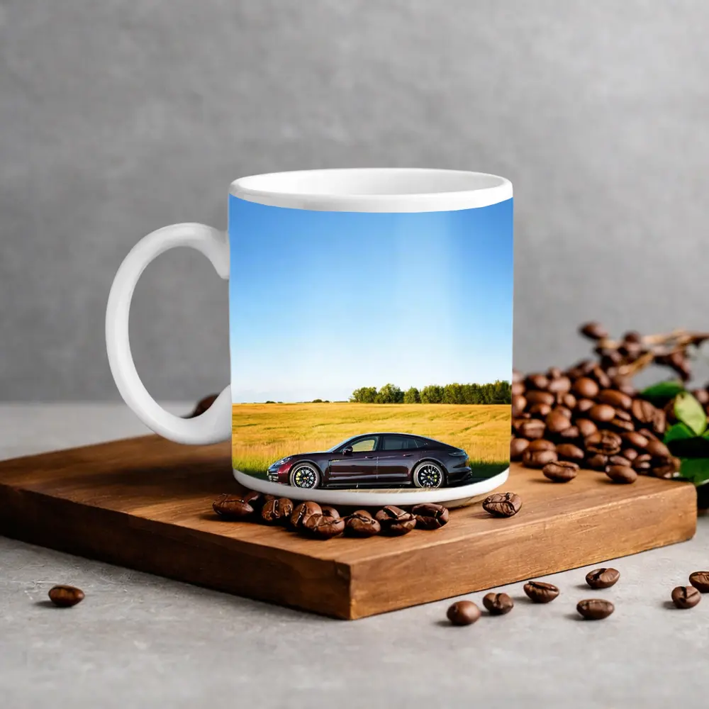 Porsche Taycan Dark Red Open Road Fields – Mugs