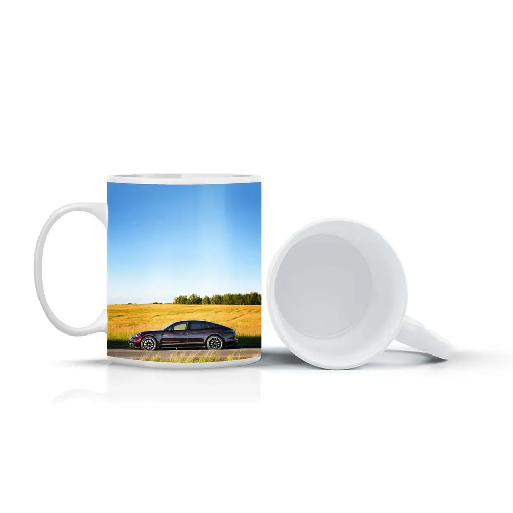 Porsche Taycan Dark Red Open Road Fields – Mugs