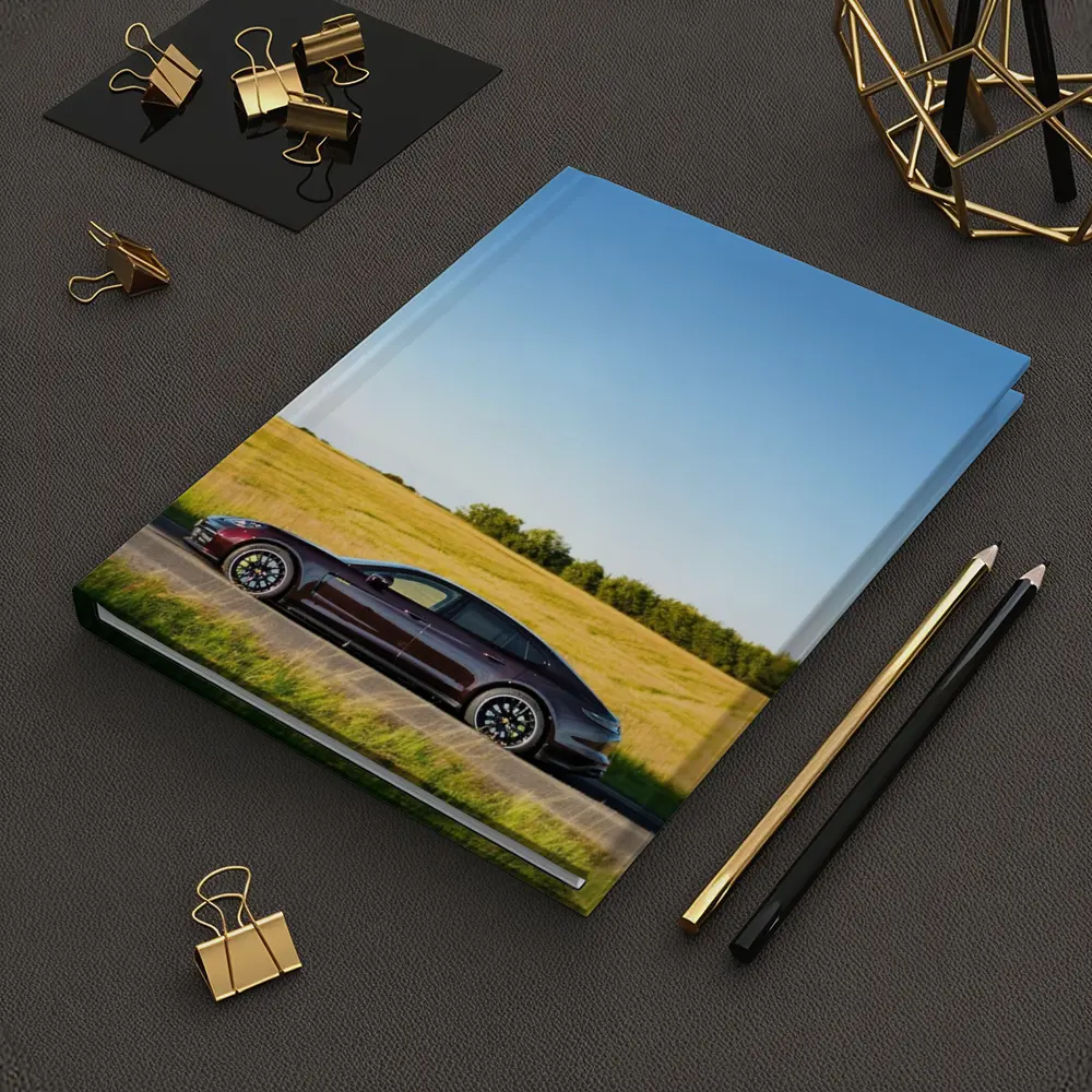 Porsche Taycan Dark Red Open Road Fields – Notebooks
