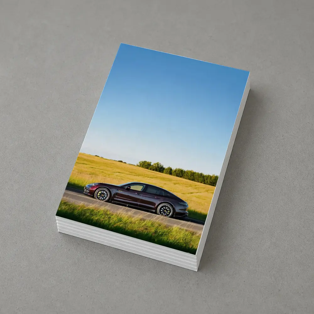 Porsche Taycan Dark Red Open Road Fields – Postcards