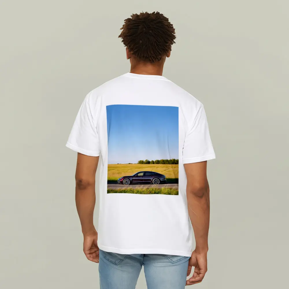 Porsche Taycan Dark Red Open Road Fields – T-Shirts