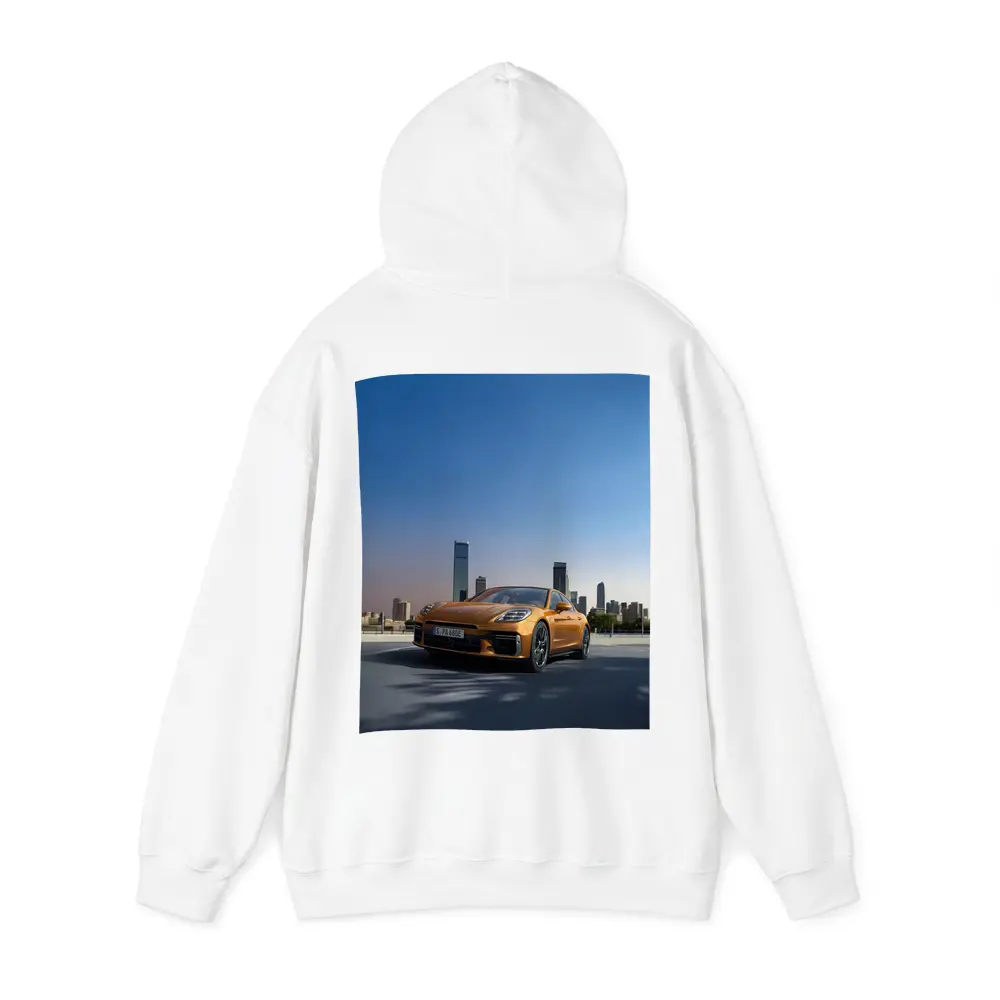 Porsche Panamera Orange City Skyline View – Hoodies