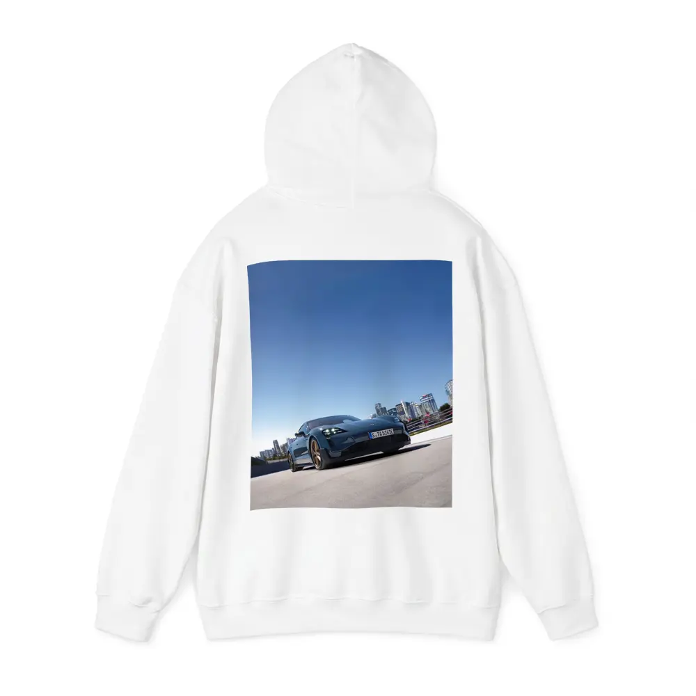 Porsche Taycan Blue City Skyline Drive – Hoodies