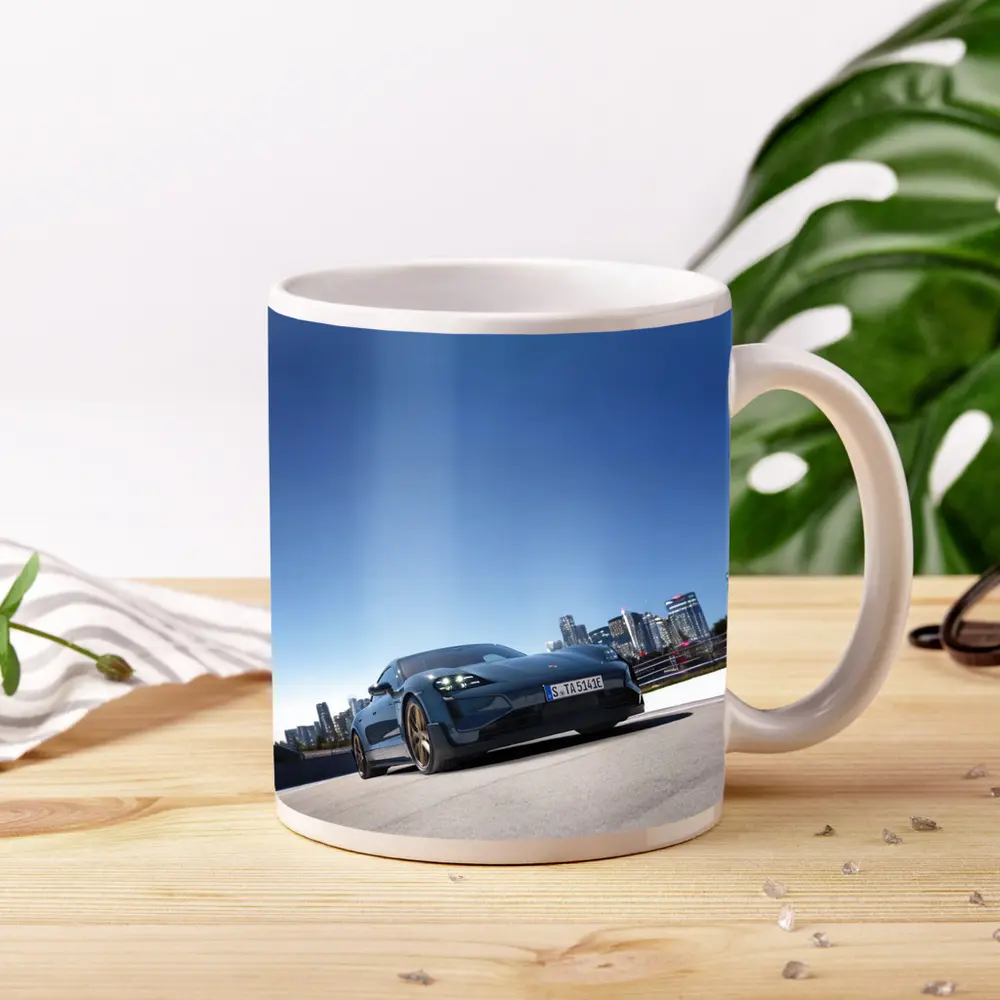 Porsche Taycan Blue City Skyline Drive – Mugs