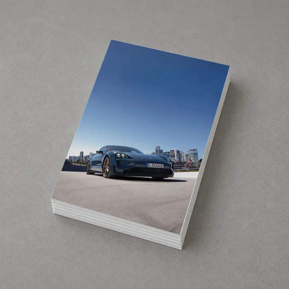 Porsche Taycan Blue City Skyline Drive – Postcards