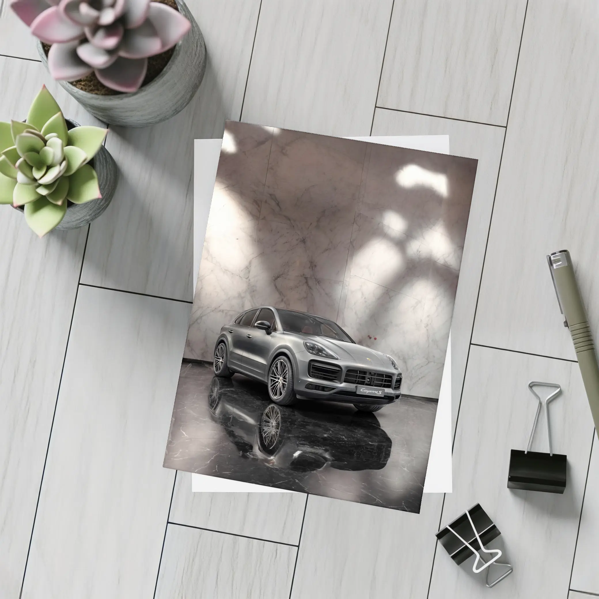 Porsche Cayenne S Silver Marble Studio – Postcards
