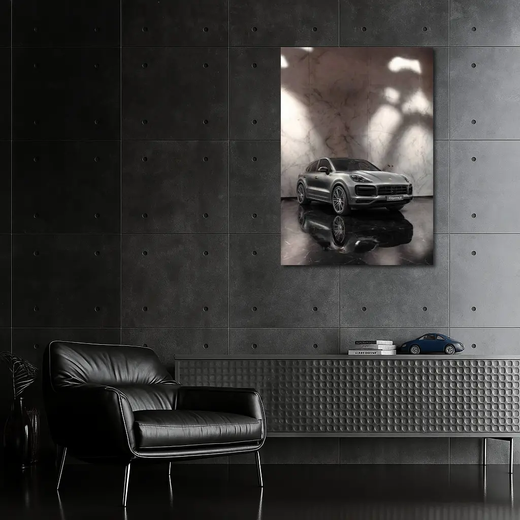 Porsche Cayenne S Silver Marble Studio – Wall Art