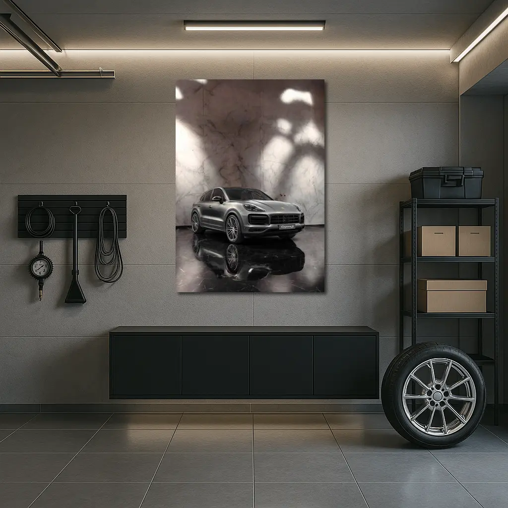 Porsche Cayenne S Silver Marble Studio – Wall Art