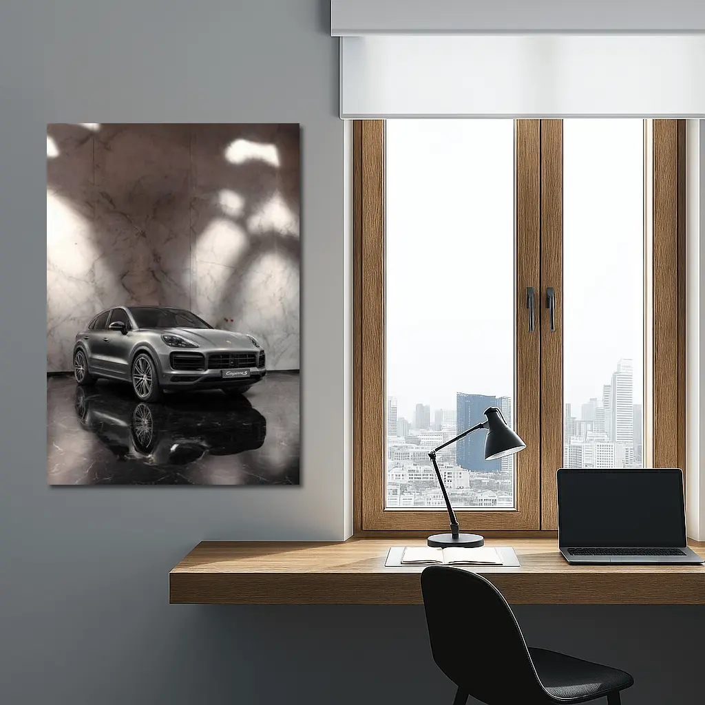 Porsche Cayenne S Silver Marble Studio – Wall Art