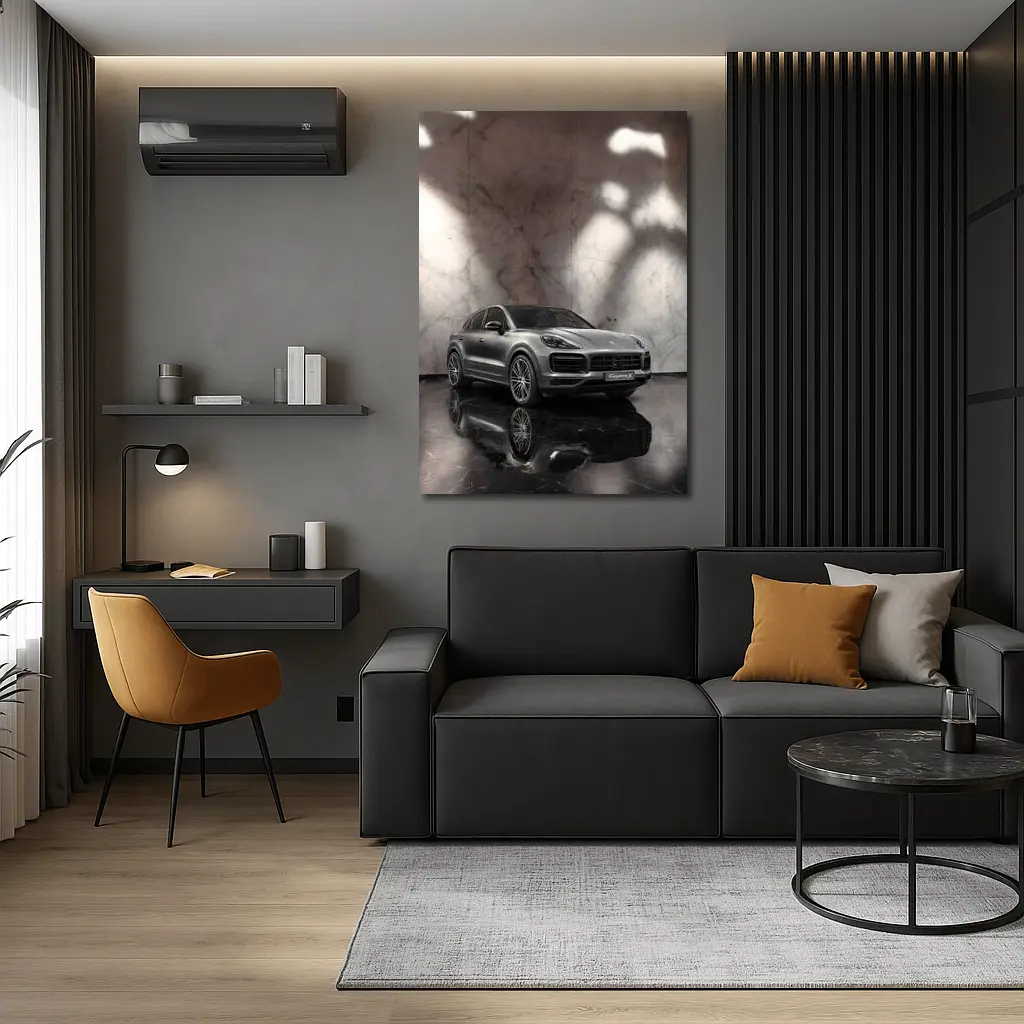 Porsche Cayenne S Silver Marble Studio – Wall Art