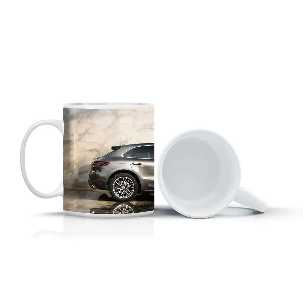 Porsche Macan Gray Marble Showroom Background – Mugs