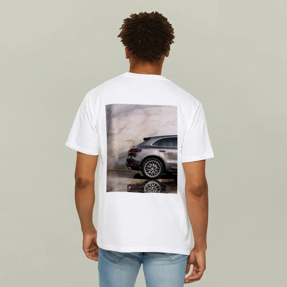 Porsche Macan Gray Marble Showroom Background – T-Shirts