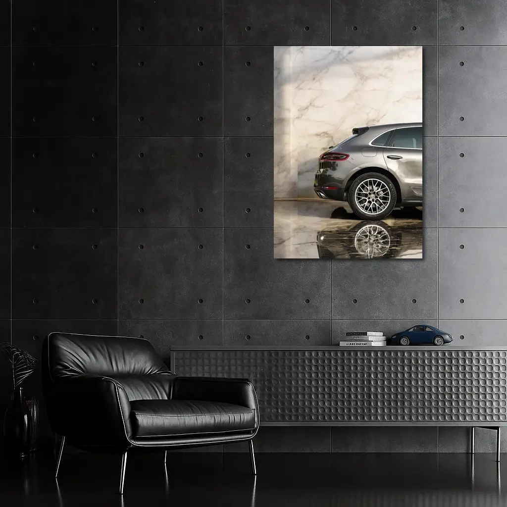 Porsche Macan Gray Marble Showroom Background – Wall Art