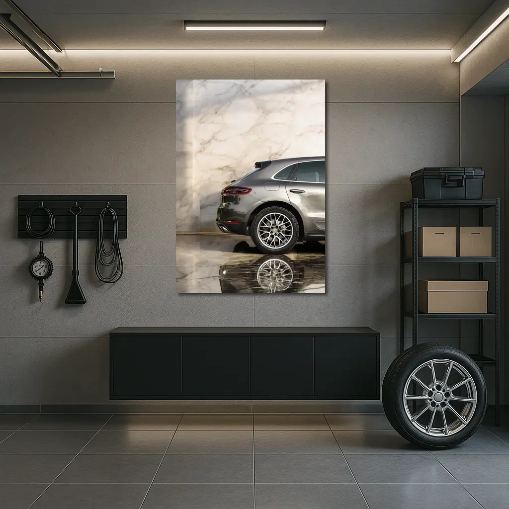 Porsche Macan Gray Marble Showroom Background – Wall Art